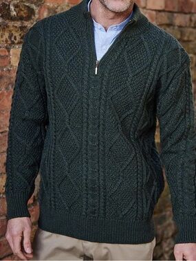 Inishmore Half Zip Aran Sweater